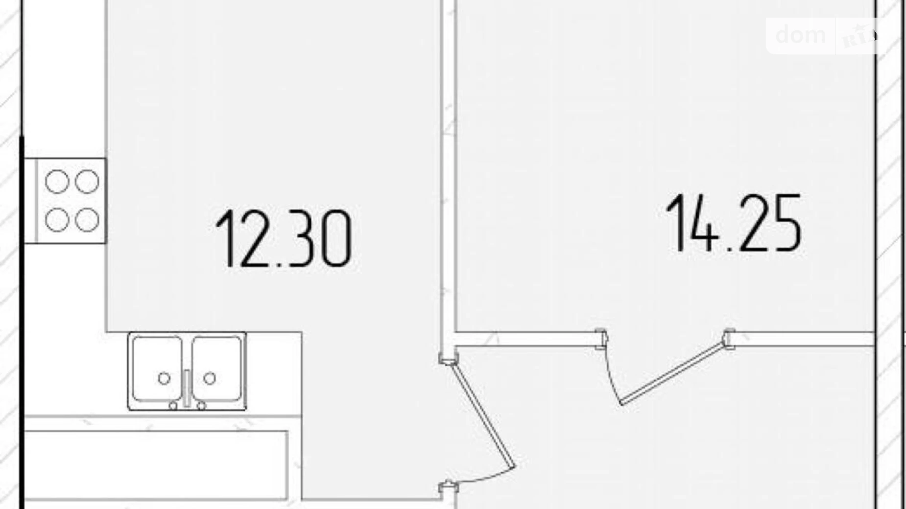 Продається 1-кімнатна квартира 42.21 кв. м у Одесі