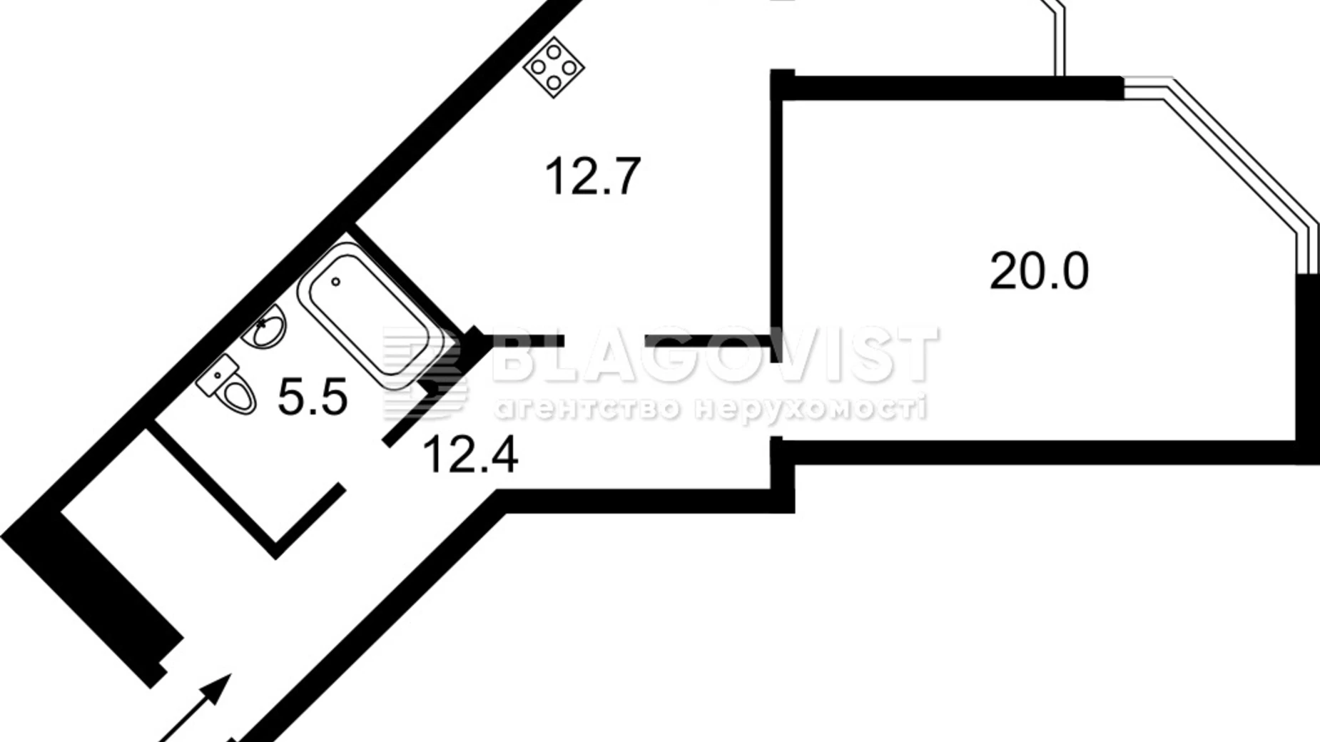 Продается 1-комнатная квартира 54 кв. м в Киеве, ул. Бориса Гмыри, 4 - фото 2