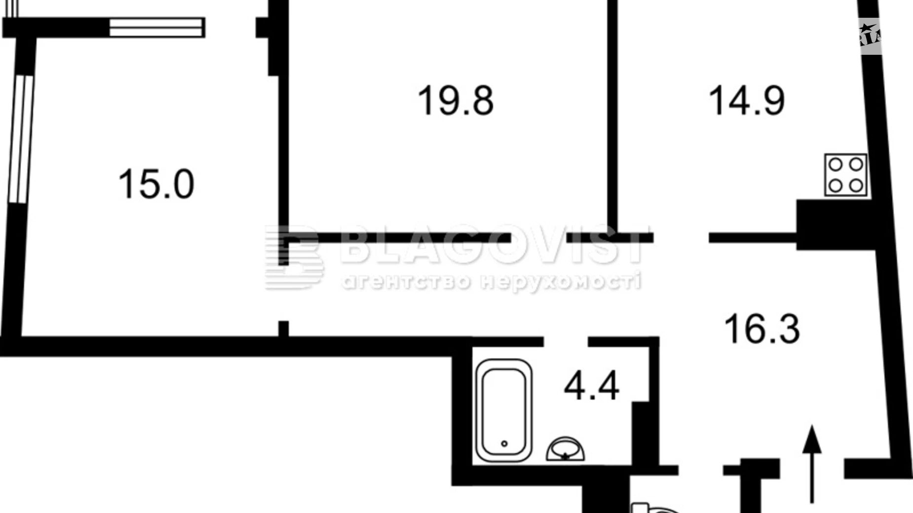 Продается 2-комнатная квартира 76 кв. м в Киеве, ул. Вышгородская, 45Г