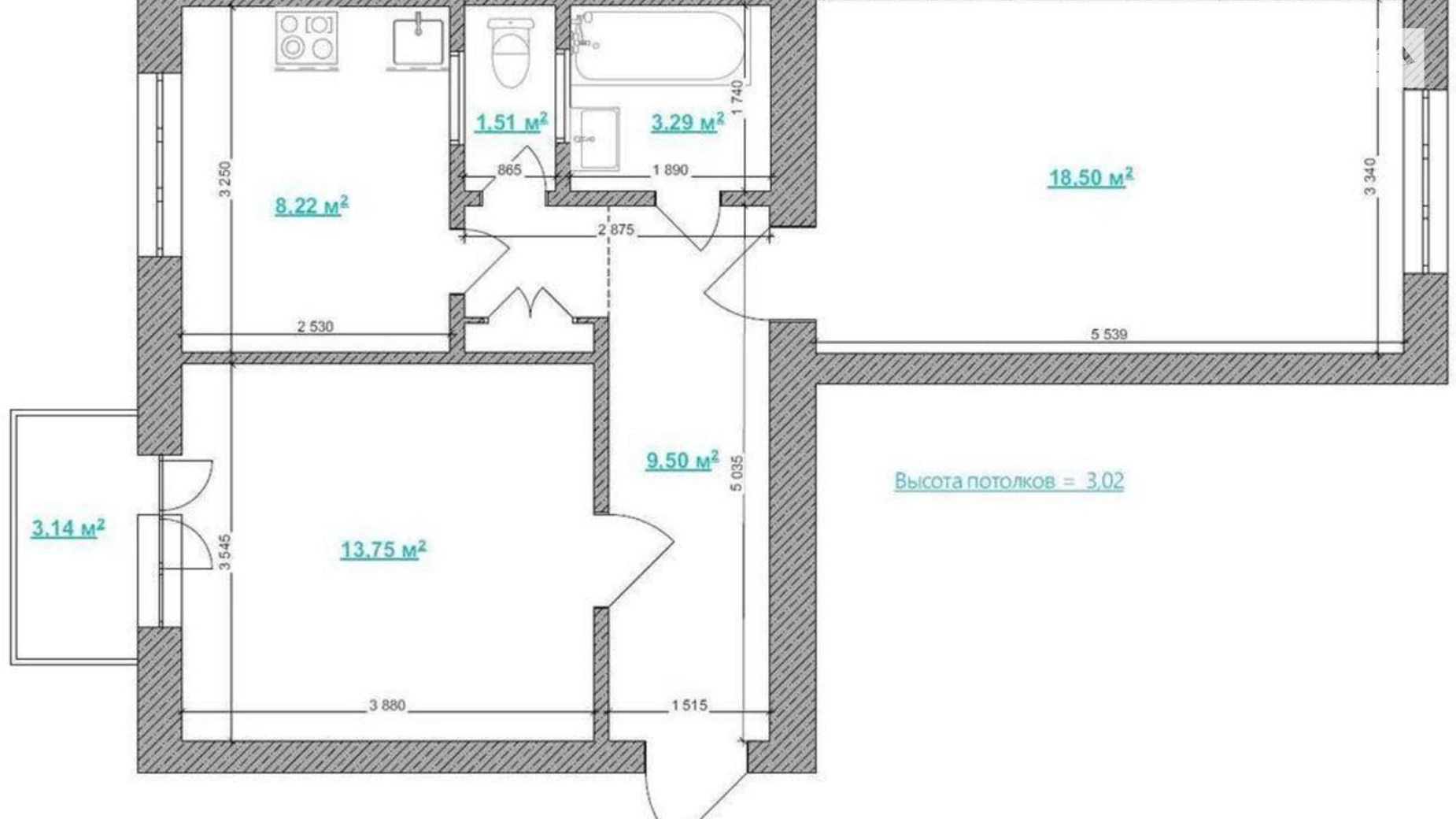 Продается 2-комнатная квартира 55 кв. м в Киеве, ул. Белорусская, 30