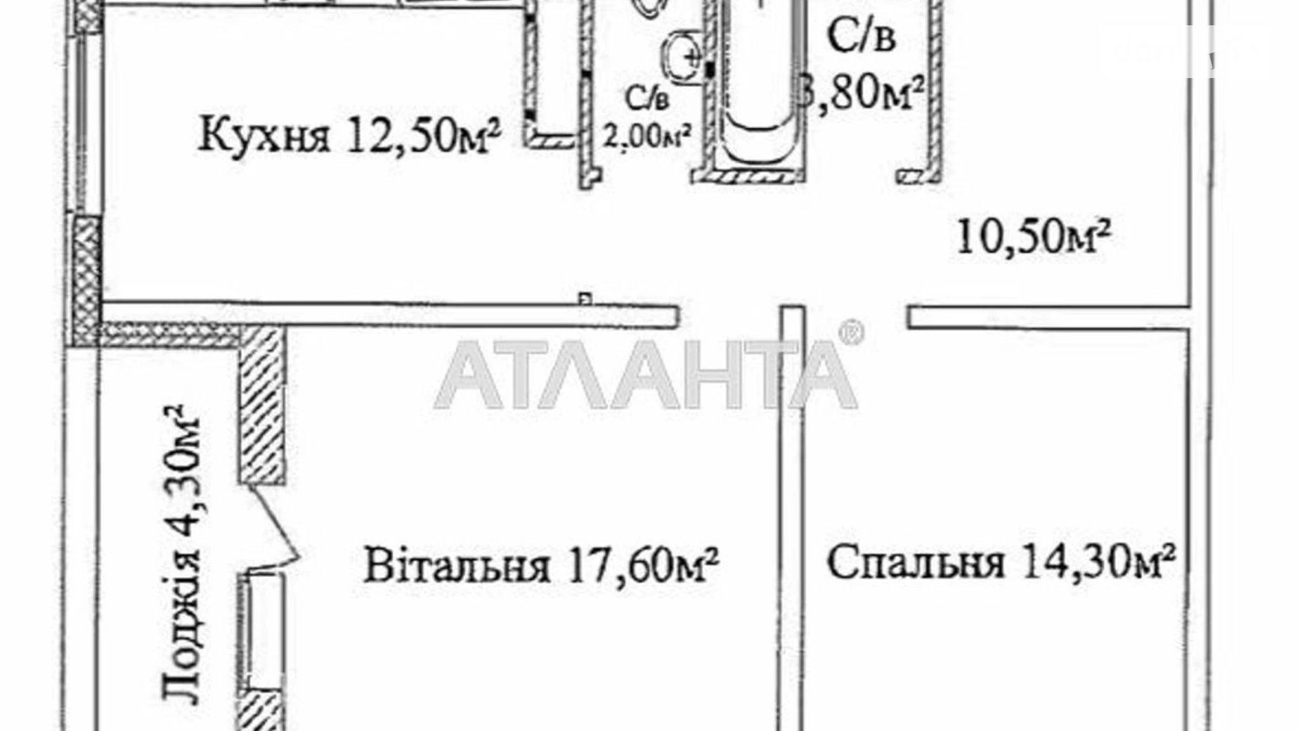 Продається 2-кімнатна квартира 62.9 кв. м у Одесі, вул. Жаботинського