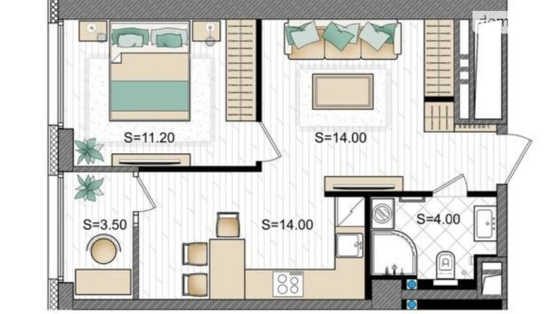 Продается 2-комнатная квартира 45 кв. м в Днепре, ул. Ульянова, 11