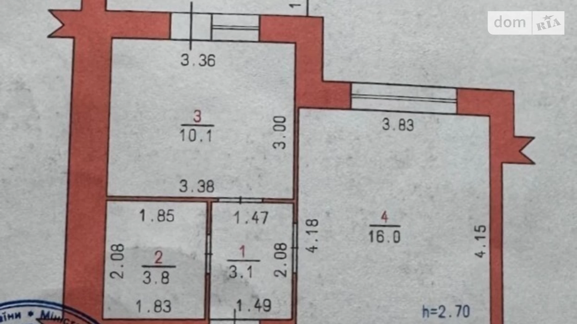 Продается 1-комнатная квартира 34.5 кв. м в Хмельницком, ул. Нижняя Береговая, 2/2Д