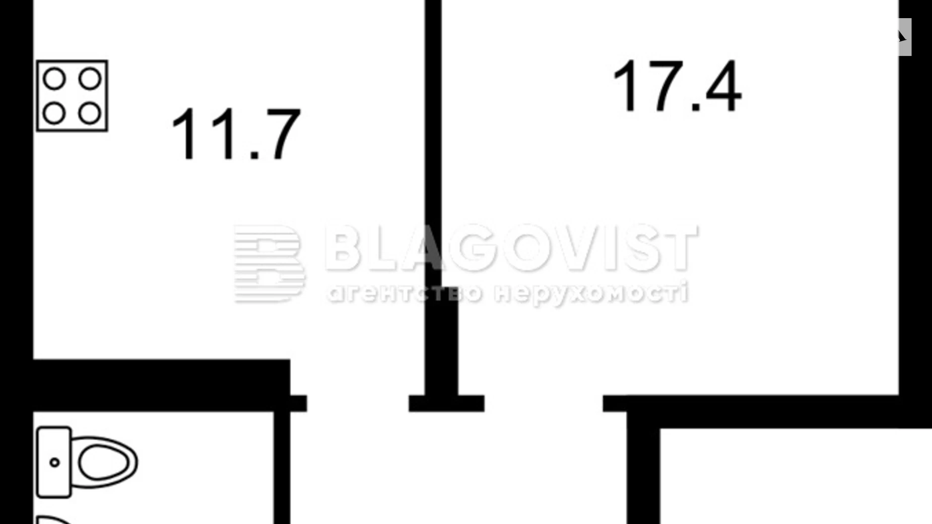 Продається 1-кімнатна квартира 43 кв. м у Києві, вул. Воскресенська, 16