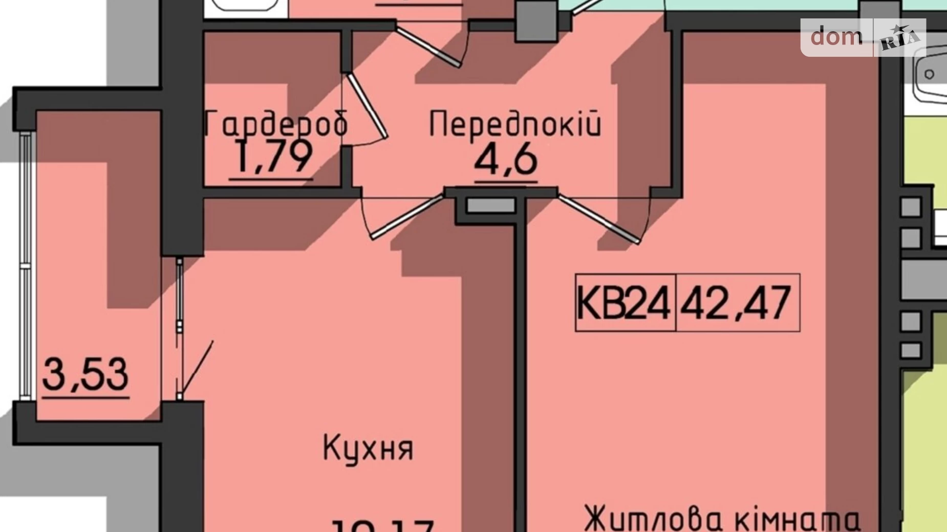 Продається 1-кімнатна квартира 42.8 кв. м у Одесі, вул. Космонавтів