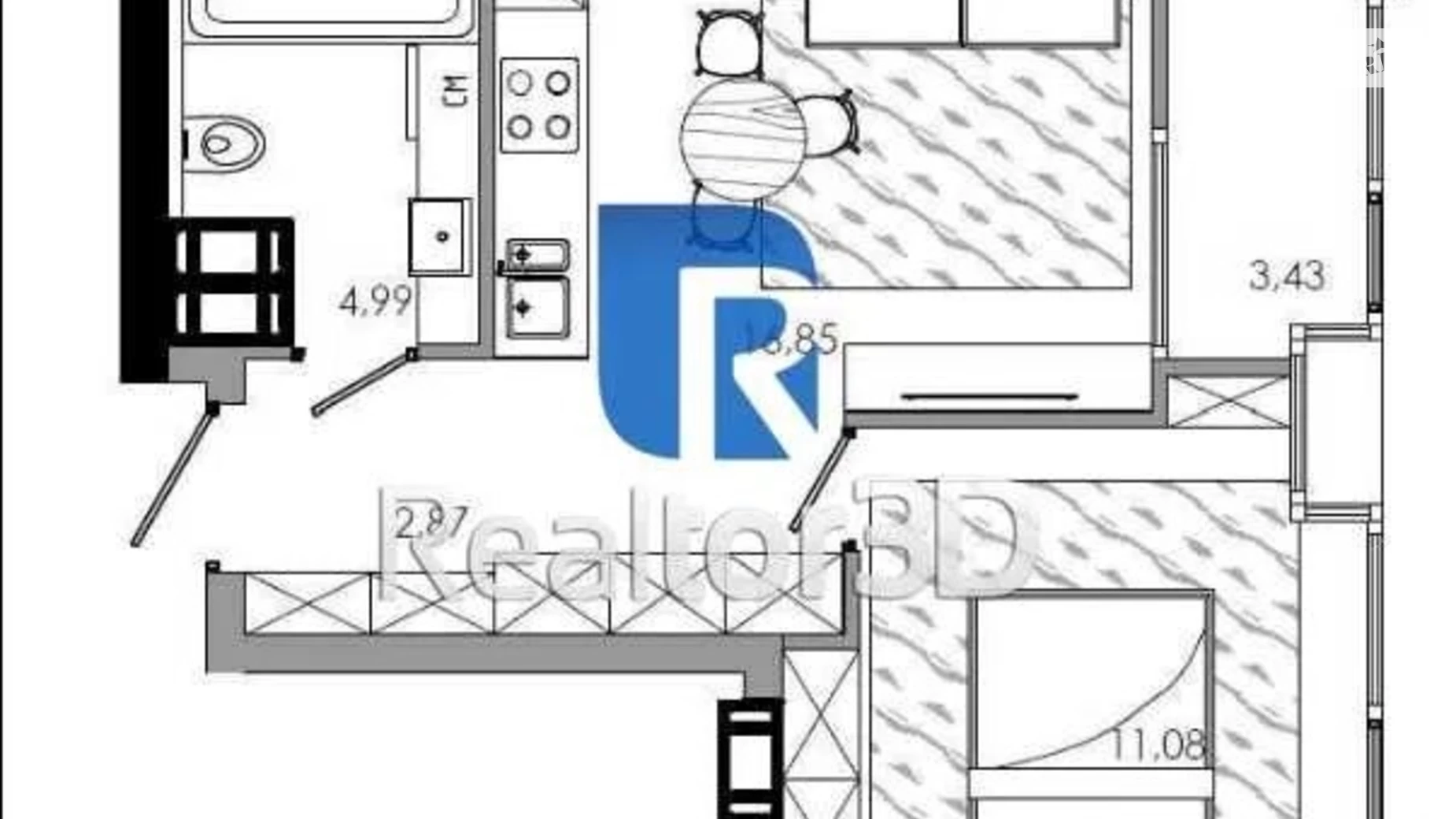 Продается 1-комнатная квартира 39.63 кв. м в Днепре, ул. Набережная Победы, 128