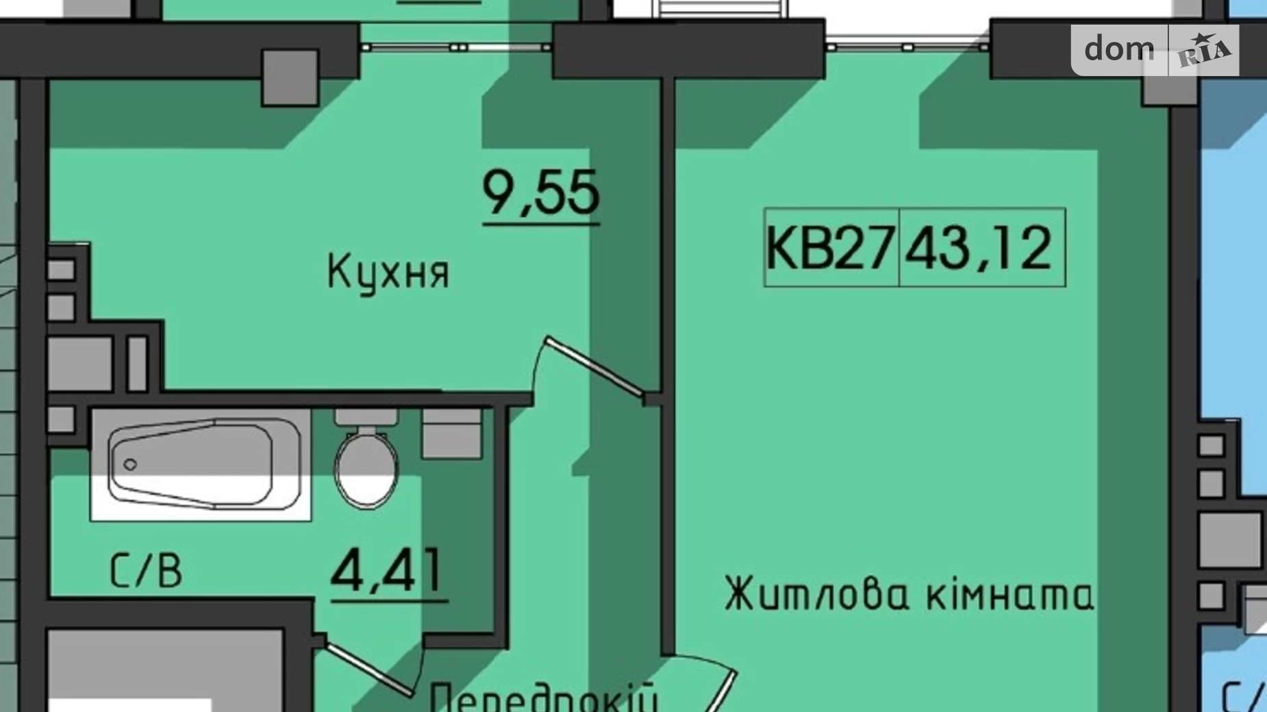 Продається 1-кімнатна квартира 42.9 кв. м у Одесі, вул. Космонавтів