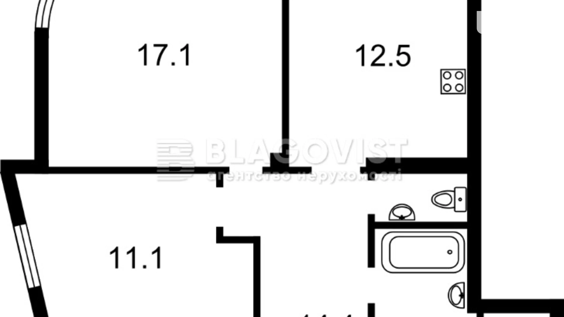 Продается 2-комнатная квартира 62 кв. м в Киеве, ул. Кадетский Гай, 12