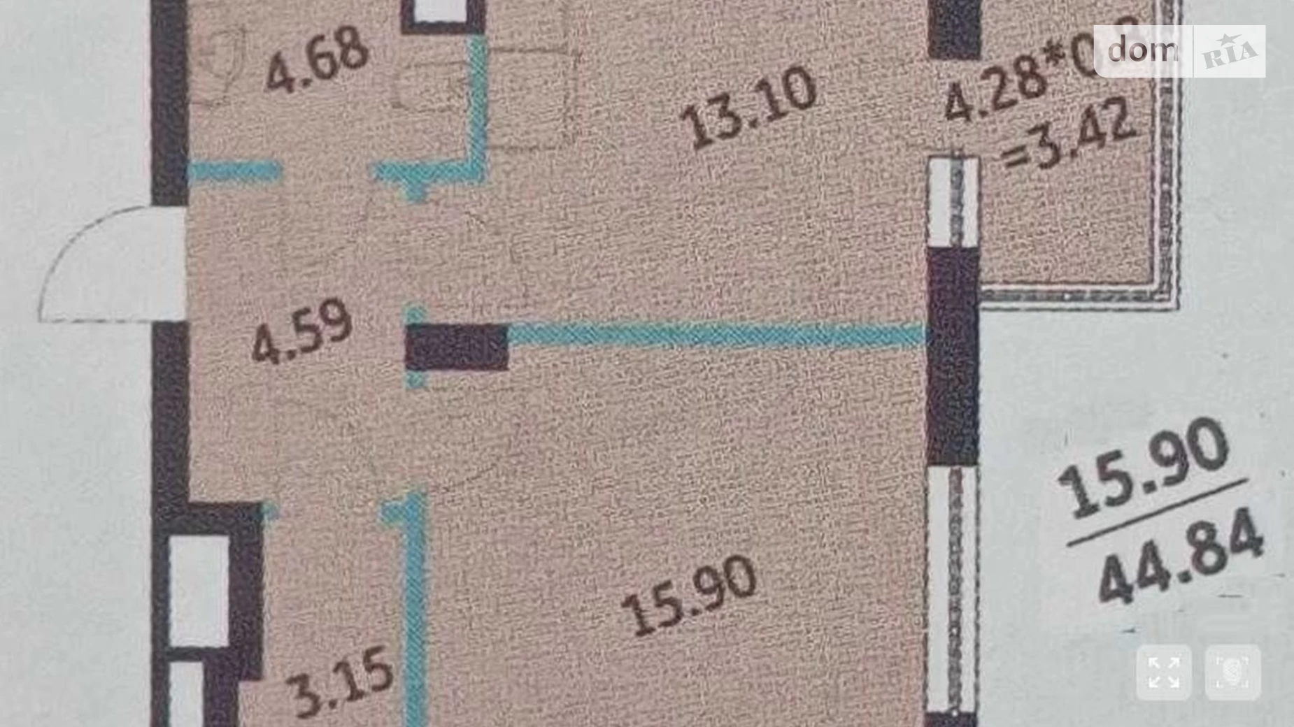 Продается 1-комнатная квартира 44.84 кв. м в Киеве, ул. Академика Заболотного, 15А