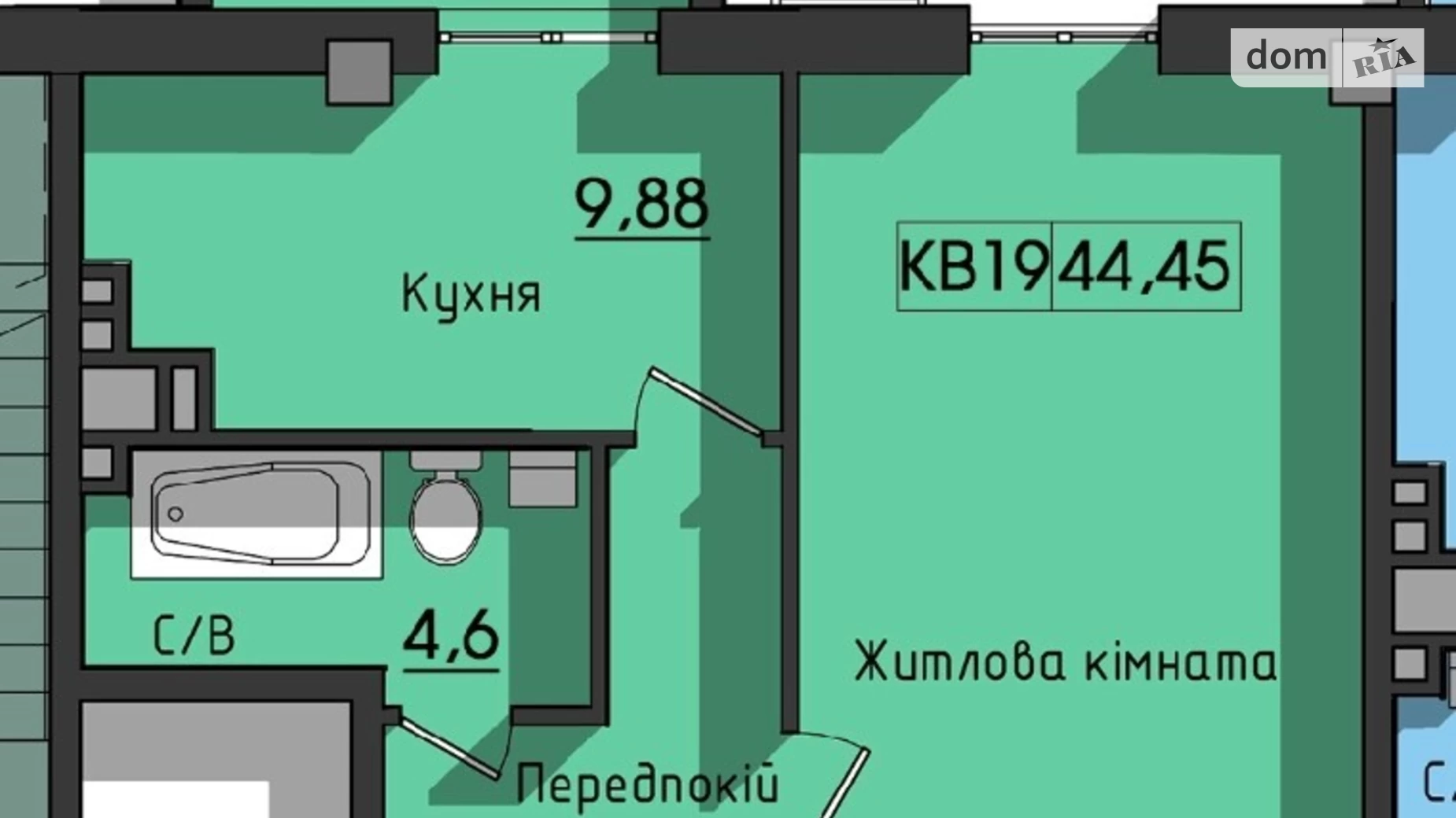 Продається 1-кімнатна квартира 43.3 кв. м у Одесі, вул. Космонавтів