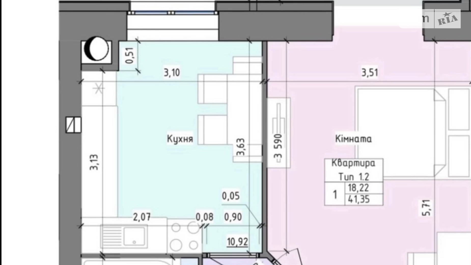 Продається 1-кімнатна квартира 44 кв. м у Хмельницькому, Старокостянтинівське шосе