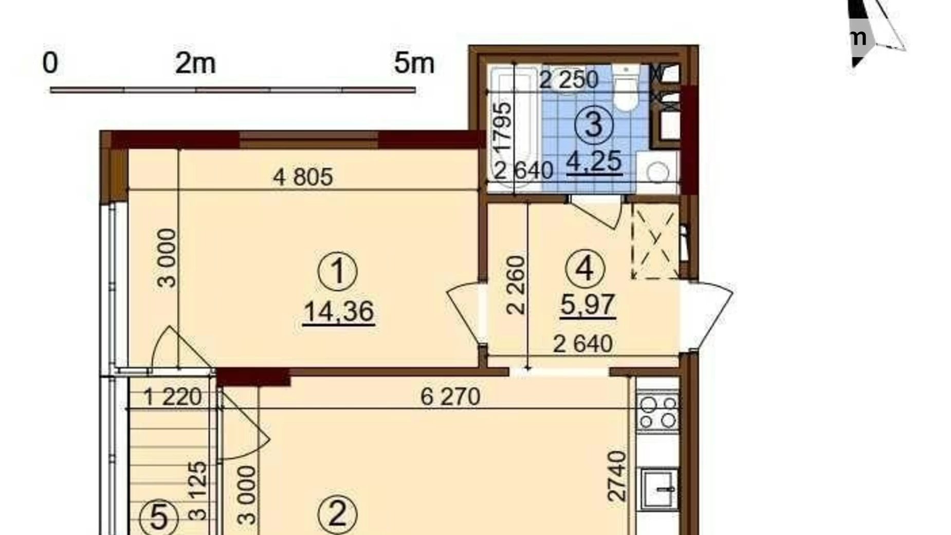 Продается 1-комнатная квартира 47.6 кв. м в Киеве, просп. Правды, 45А