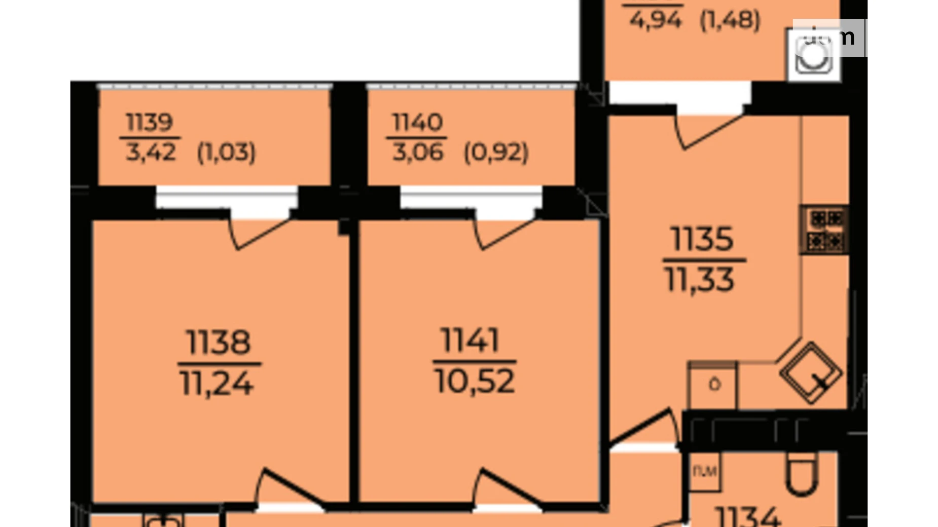 Продается 2-комнатная квартира 52.48 кв. м в Хмельницком, ул. Озерная, 20/4Б - фото 2