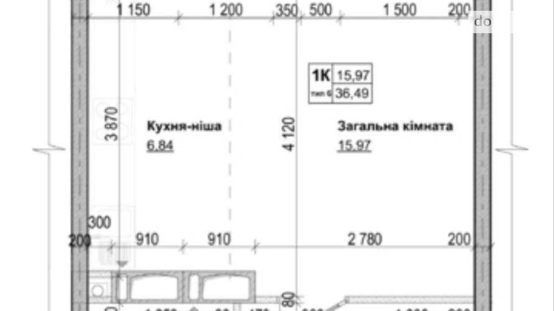 Продається 1-кімнатна квартира 36 кв. м у Новосілках, вул. Озерна