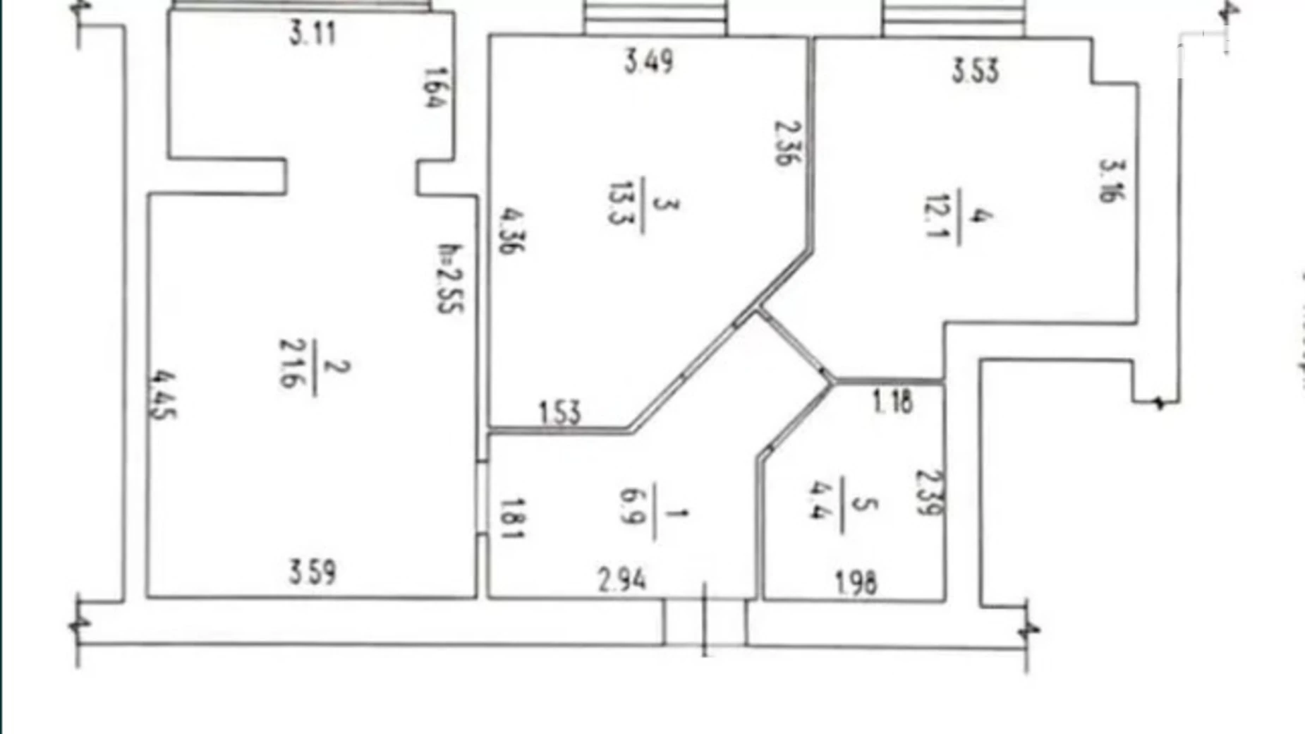 Продається 2-кімнатна квартира 58 кв. м у Черкасах