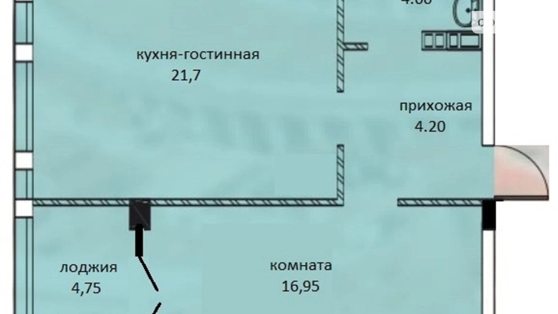 Продається 1-кімнатна квартира 52 кв. м у Одесі, вул. Інглезі - фото 3
