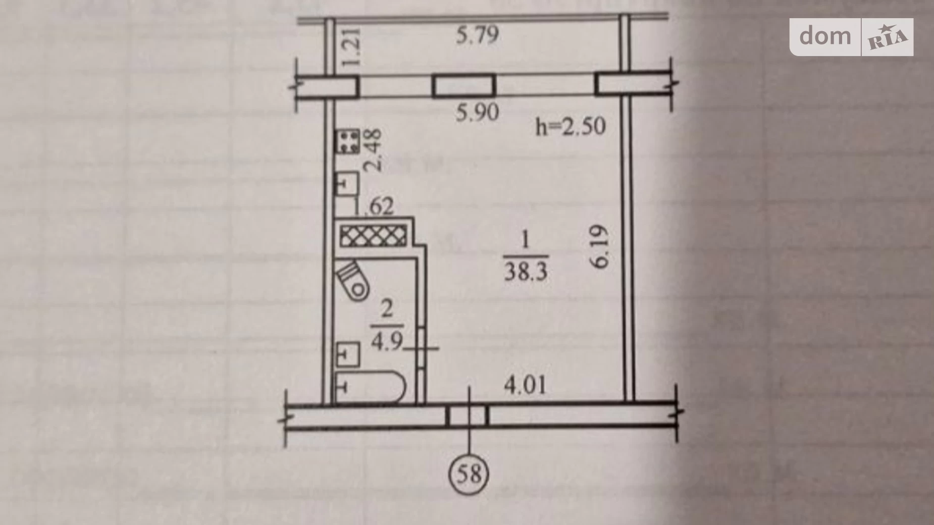 Продается 1-комнатная квартира 43 кв. м в Днепре, ул. Независимости(Титова), 18Б