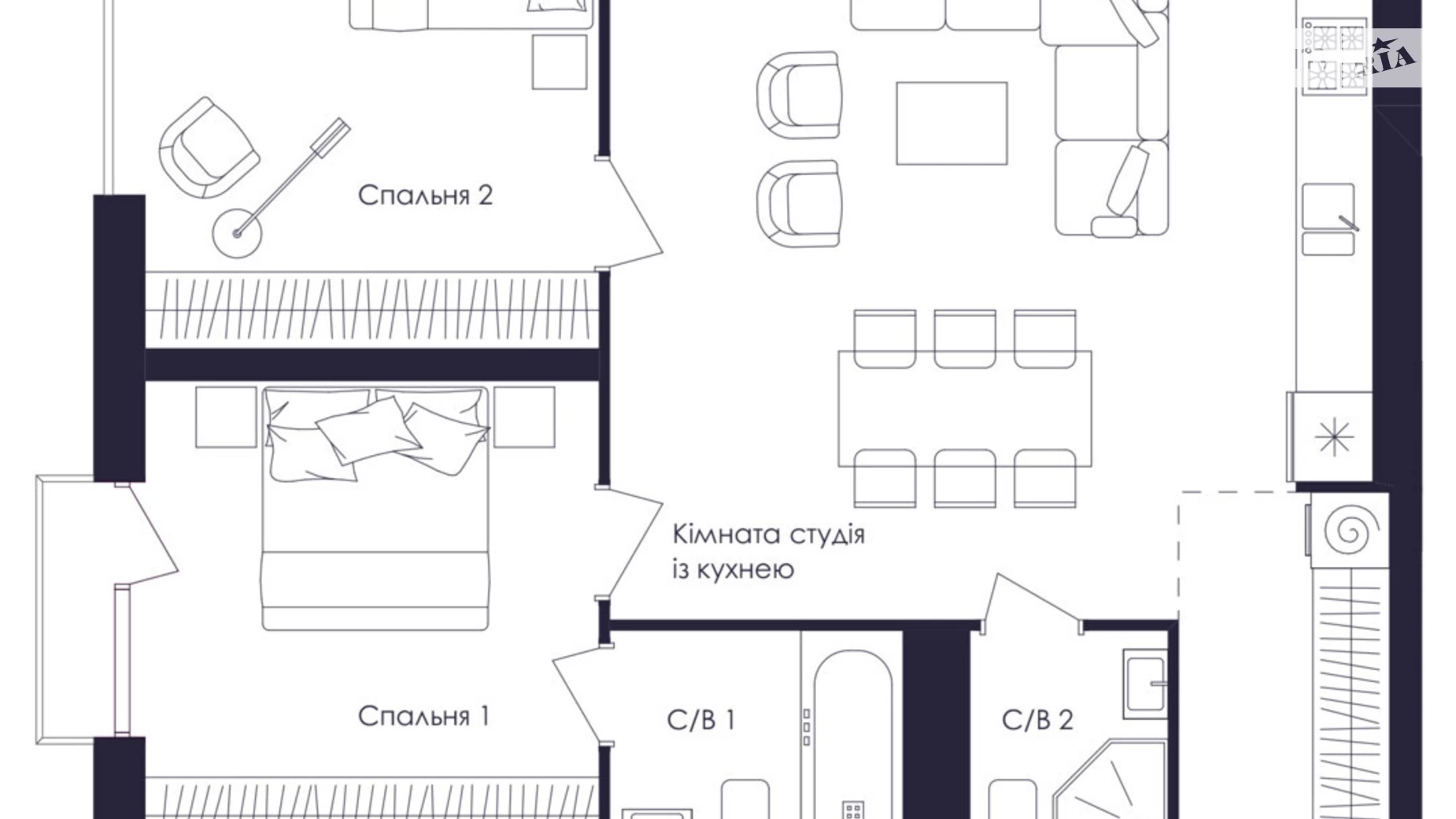 Продается 2-комнатная квартира 73 кв. м в Львове, просп. Красной Калины, 56