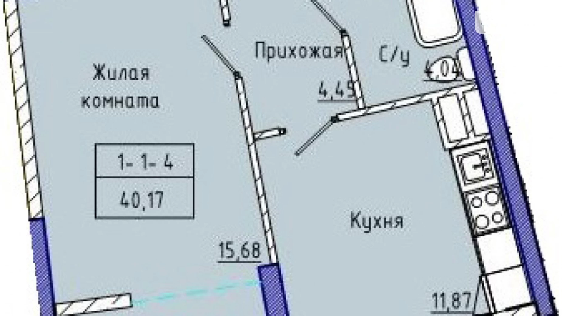 Продается 1-комнатная квартира 41 кв. м в Одессе, ул. Каманина