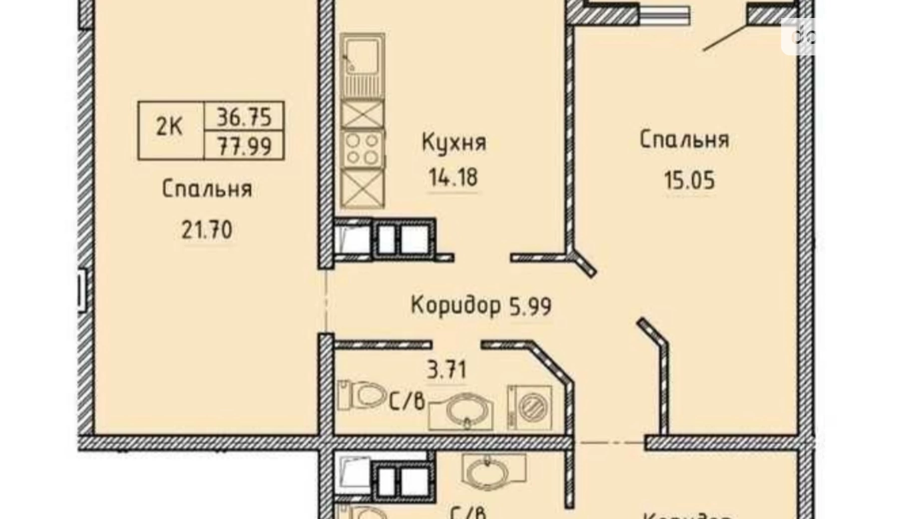 Продается 2-комнатная квартира 77.8 кв. м в Одессе, просп. Шевченко, 29/1