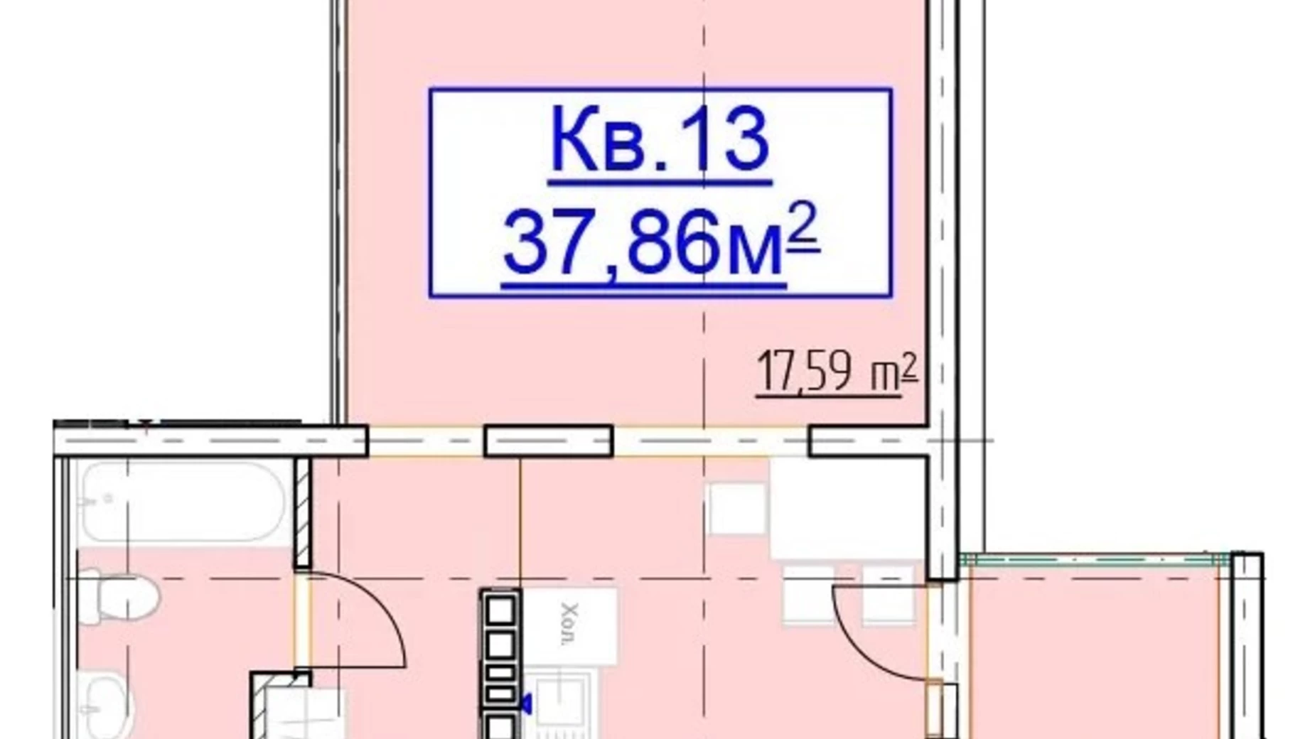 Продается 1-комнатная квартира 38 кв. м в Борисполе, ул. Бежовка, 31Б