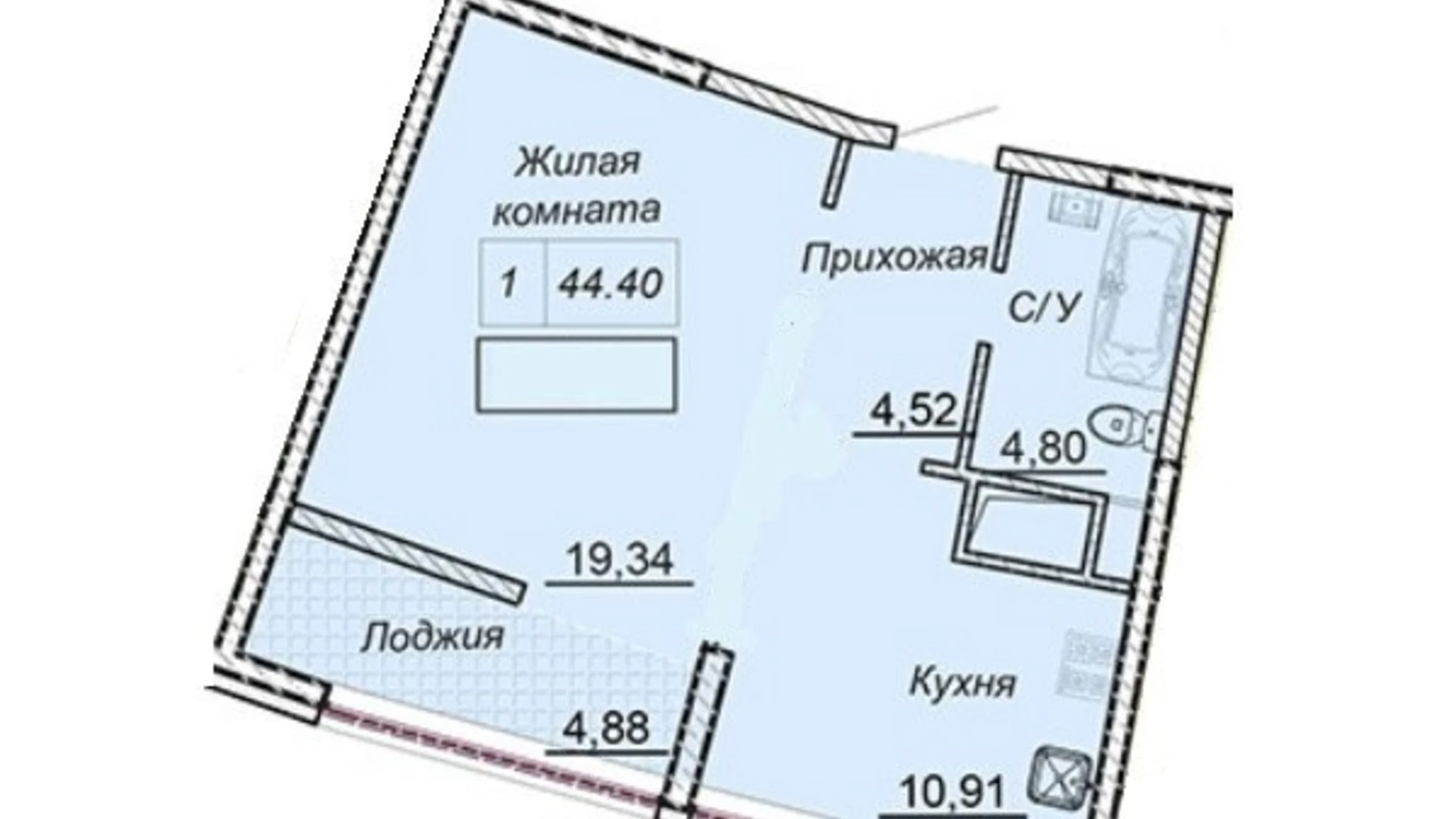 Продается 1-комнатная квартира 45 кв. м в Одессе, ул. Каманина, 16