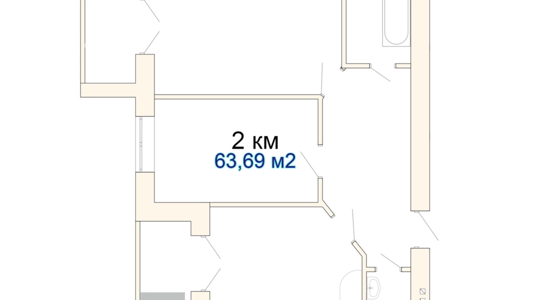 Продается 2-комнатная квартира 63.69 кв. м в Ивано-Франковске, ул. Кривоноса