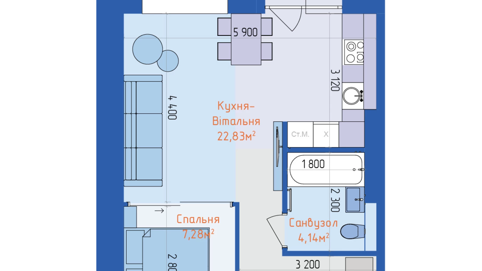 Продается 1-комнатная квартира 42 кв. м в Полтаве, ул. Параджанова, 12