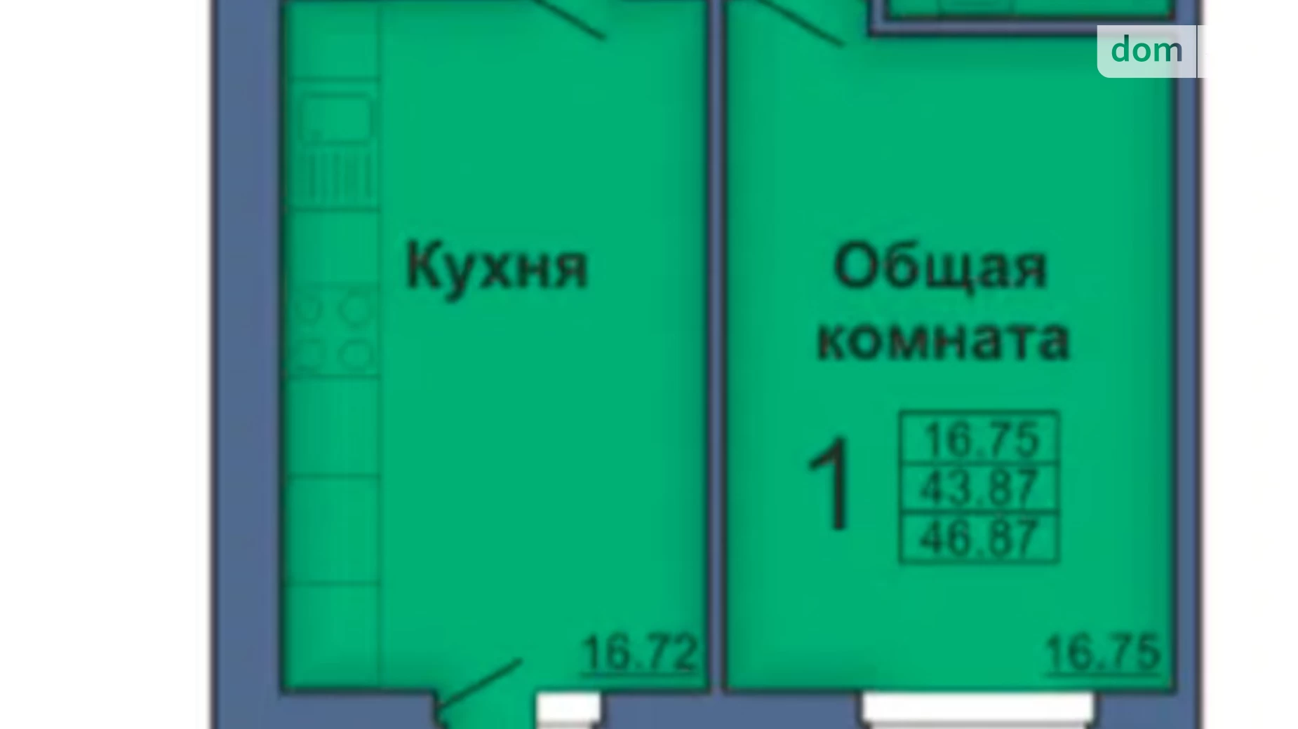 Продається 1-кімнатна квартира 46 кв. м у Полтаві