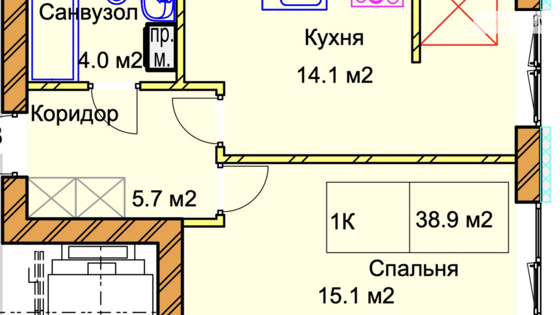 Продається 1-кімнатна квартира 38.9 кв. м у Рівному, вул. Чорновола В'ячеслава, 94В-94Д - фото 2