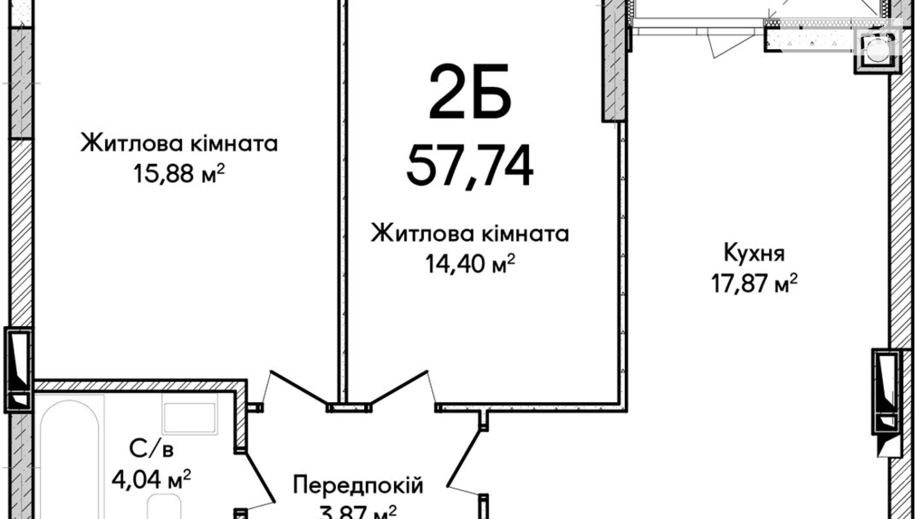 Продается 2-комнатная квартира 57 кв. м в Ирпене, ул. Достоевского