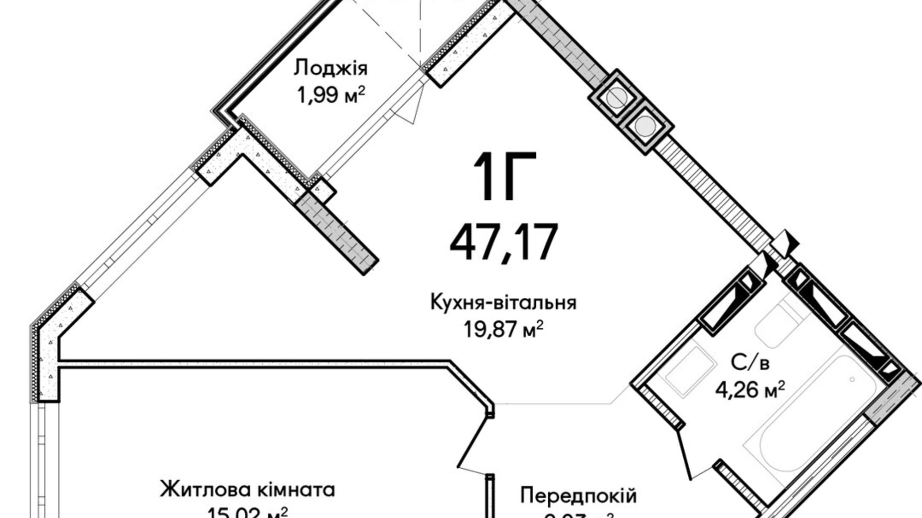 Продается 1-комнатная квартира 47 кв. м в Ирпене, ул. Достоевского