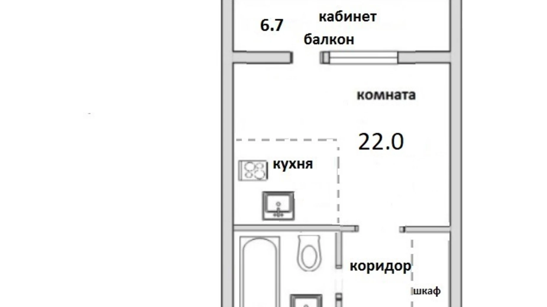 Продается 1-комнатная квартира 35 кв. м в Софиевской Борщаговке, ул. Павла Чубинского, 8Б