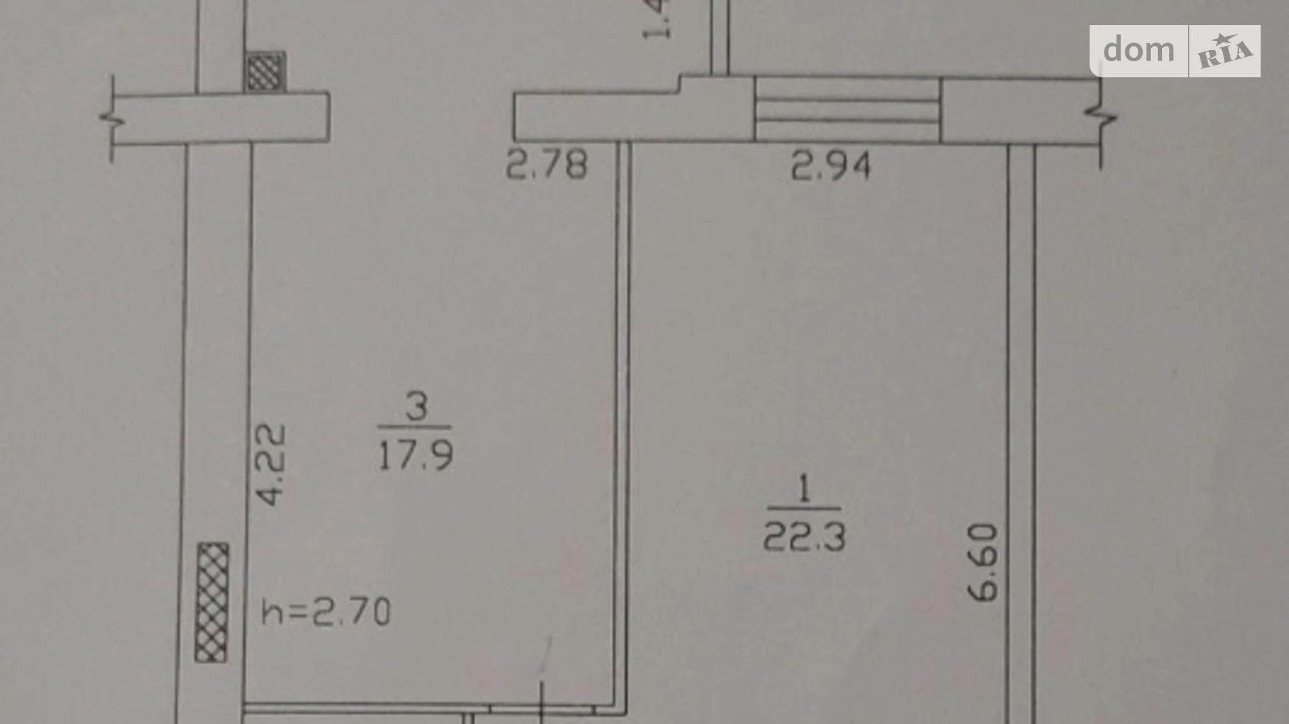 Продается 1-комнатная квартира 44.1 кв. м в Днепре