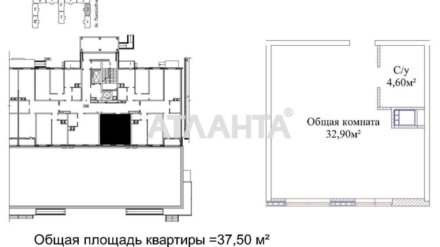 Продается 1-комнатная квартира 37 кв. м в Одессе