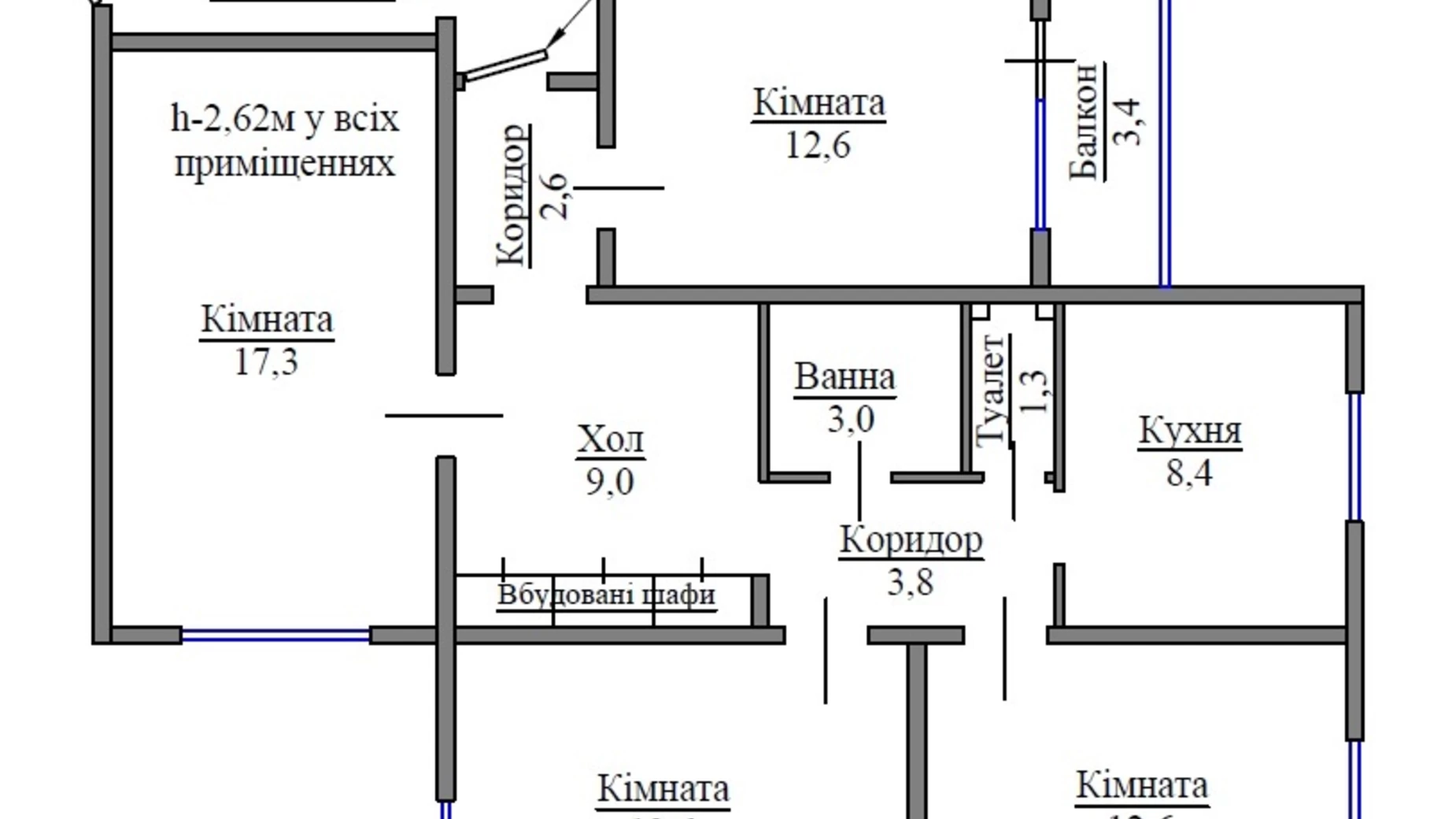 Продается 4-комнатная квартира 84.2 кв. м в Чернигове, ул. Днепровская