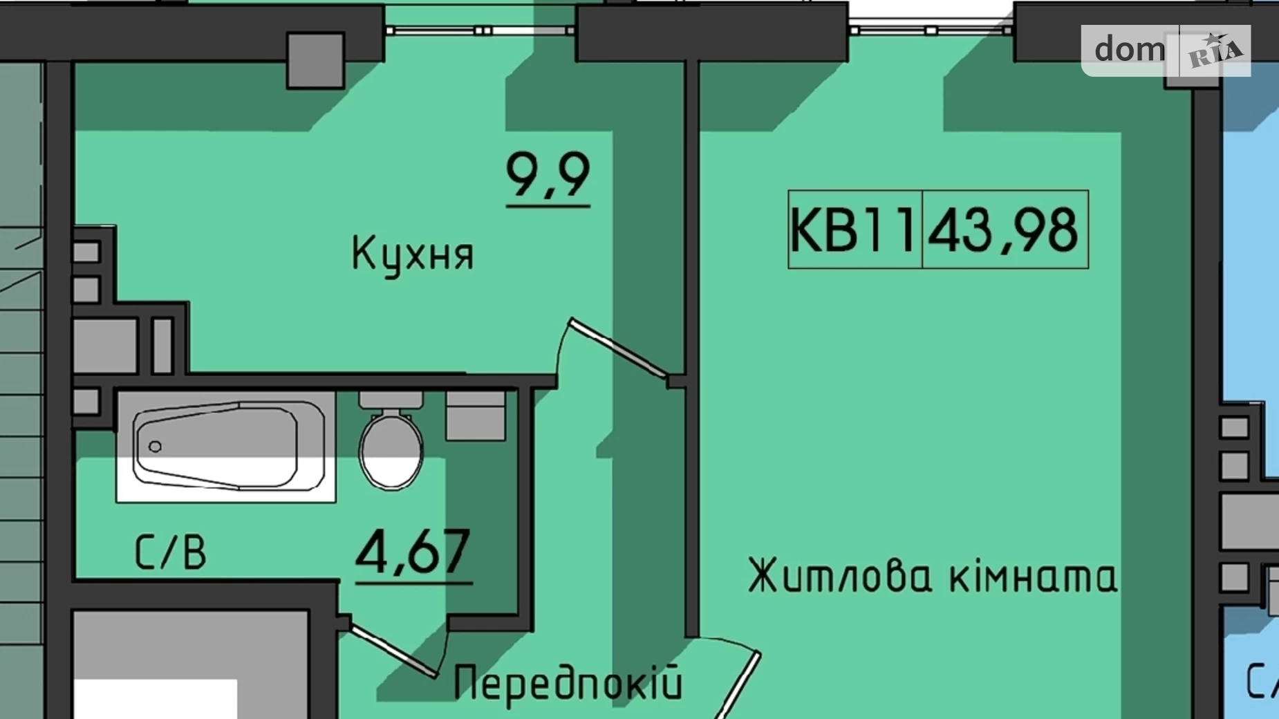 Продается 1-комнатная квартира 43.6 кв. м в Одессе, ул. Космонавтов, 23К