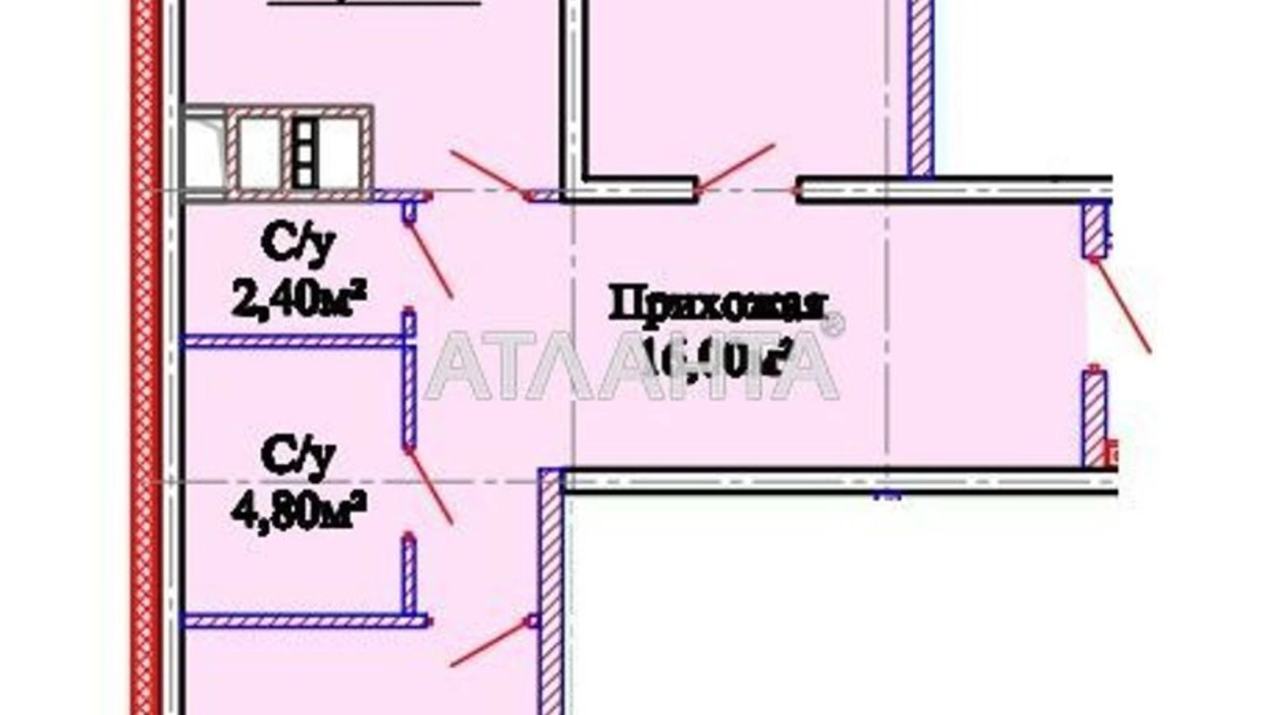 Продається 2-кімнатна квартира 73.9 кв. м у Одесі, вул. Михайлівська