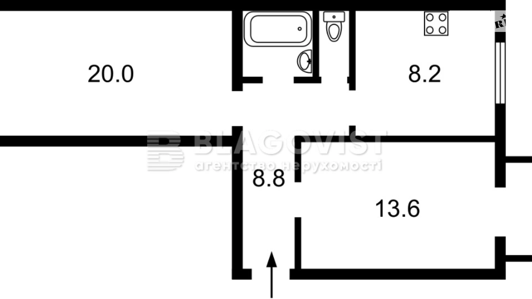 Продается 2-комнатная квартира 55 кв. м в Киеве, спуск Кловский, 11