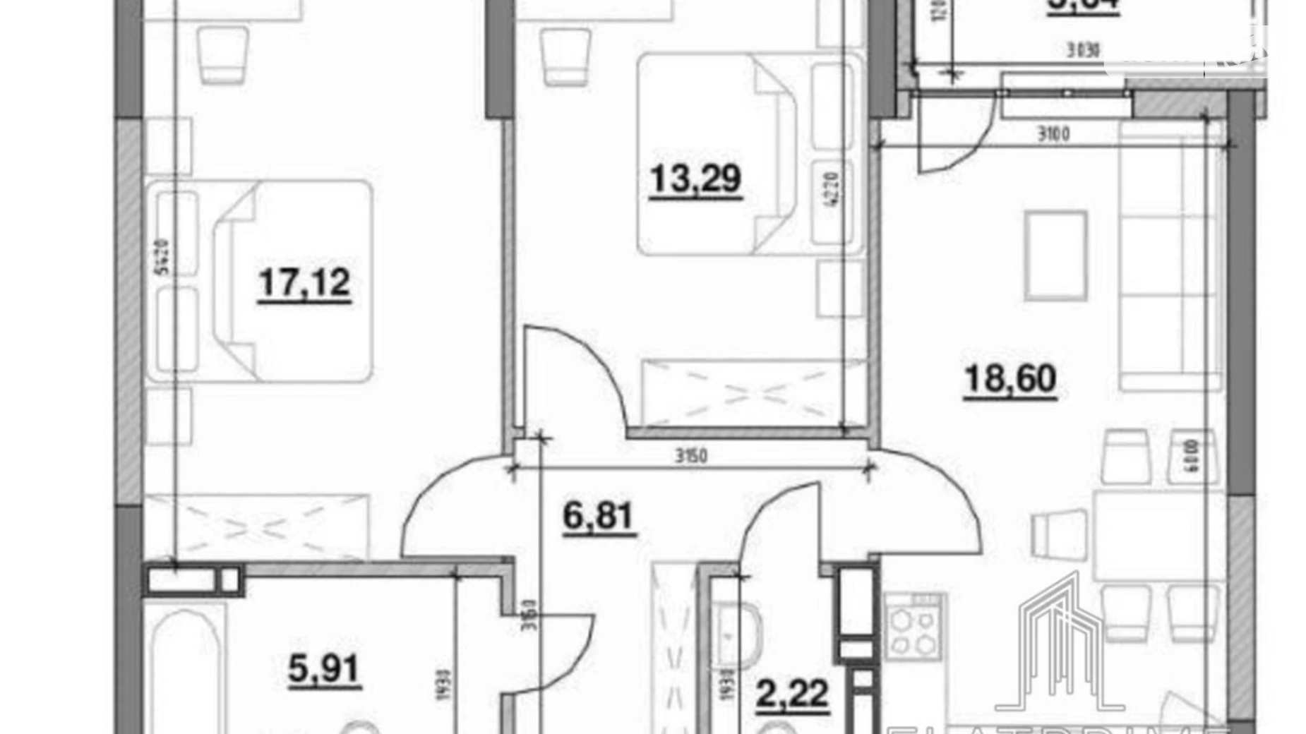 Продается 2-комнатная квартира 67.5 кв. м в Киеве, просп. Воздушных Сил(Воздухофлотский), 56