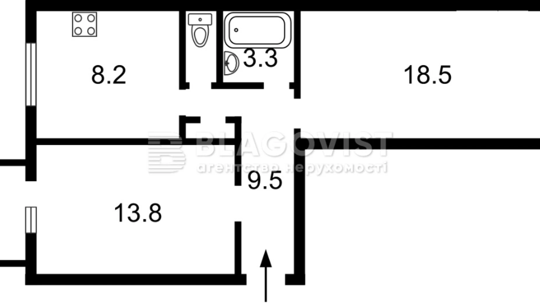 Продается 2-комнатная квартира 55.4 кв. м в Киеве, ул. Белорусская, 30