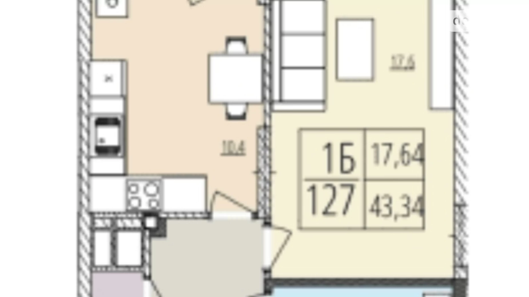 Продается 1-комнатная квартира 43.4 кв. м в Виннице, ул. Рыбацкая