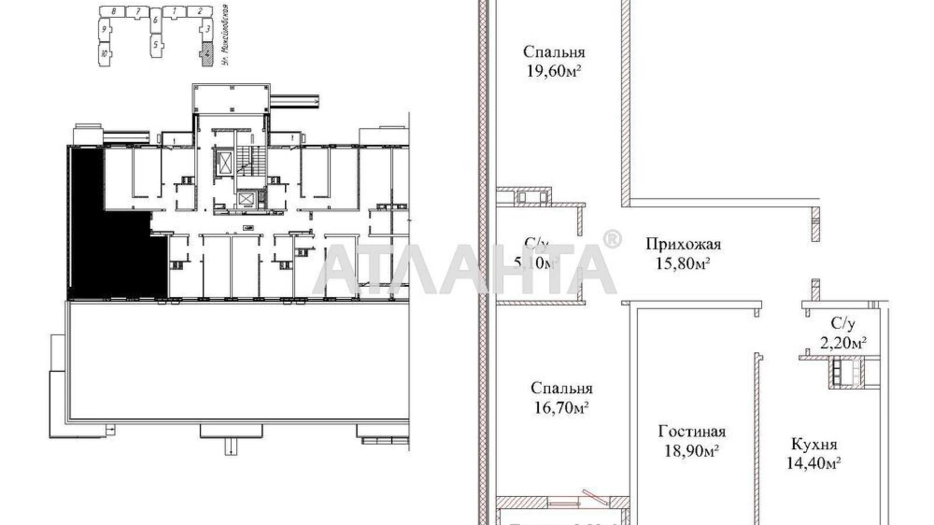 Продается 3-комнатная квартира 95.9 кв. м в Одессе