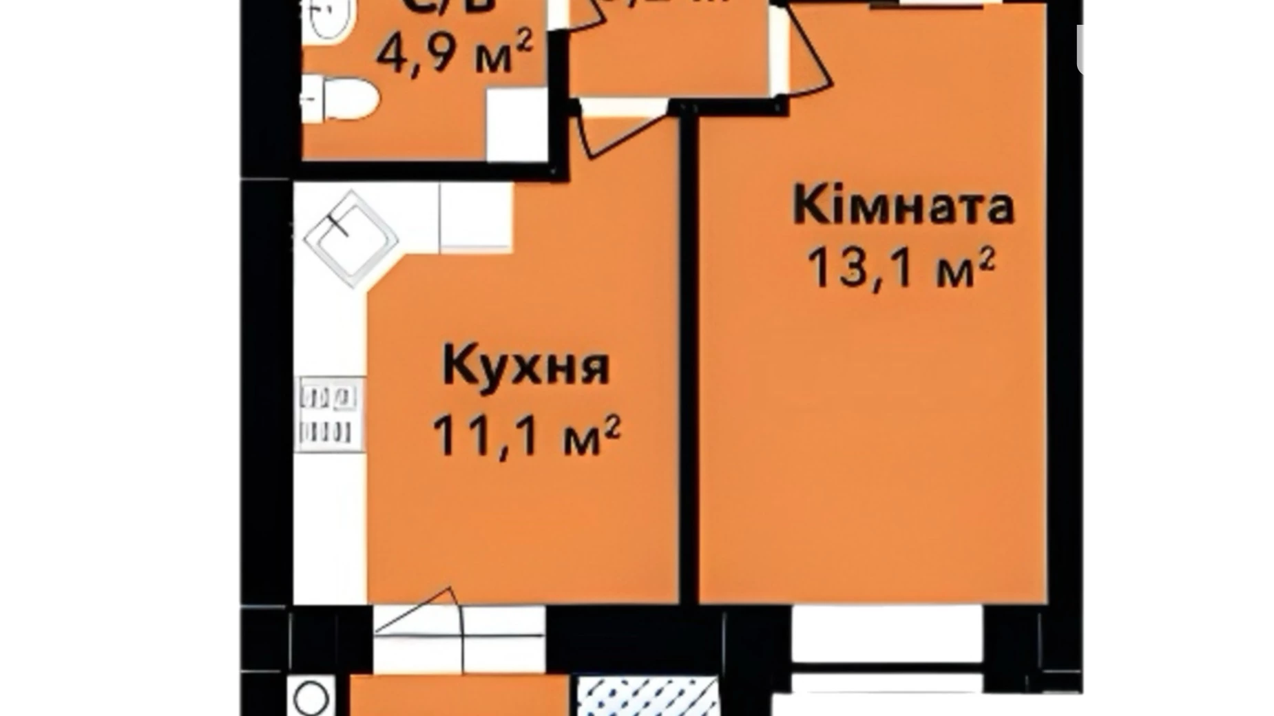 Продается 1-комнатная квартира 37 кв. м в Хмельницком, ул. Довженко, 4