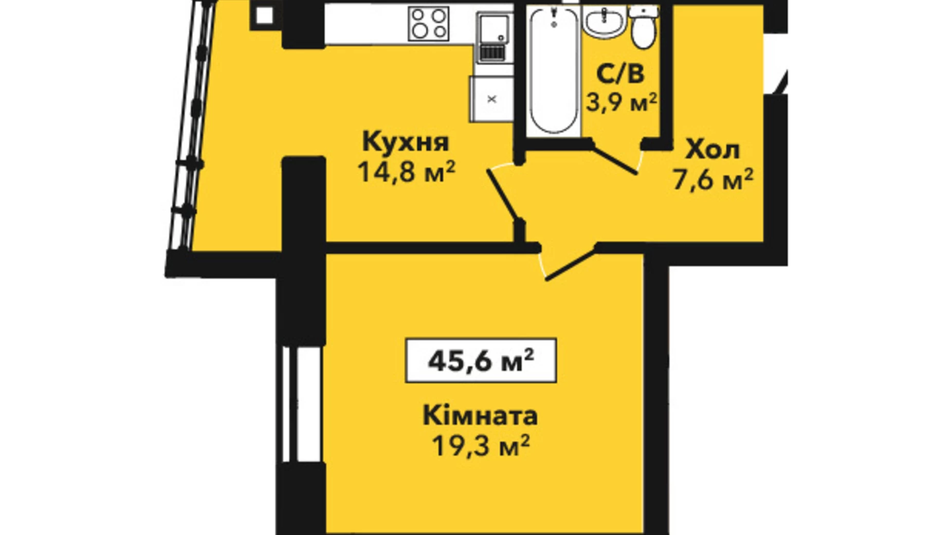 Продается 1-комнатная квартира 45 кв. м в Хмельницком, ул. Довженко, 4 - фото 3