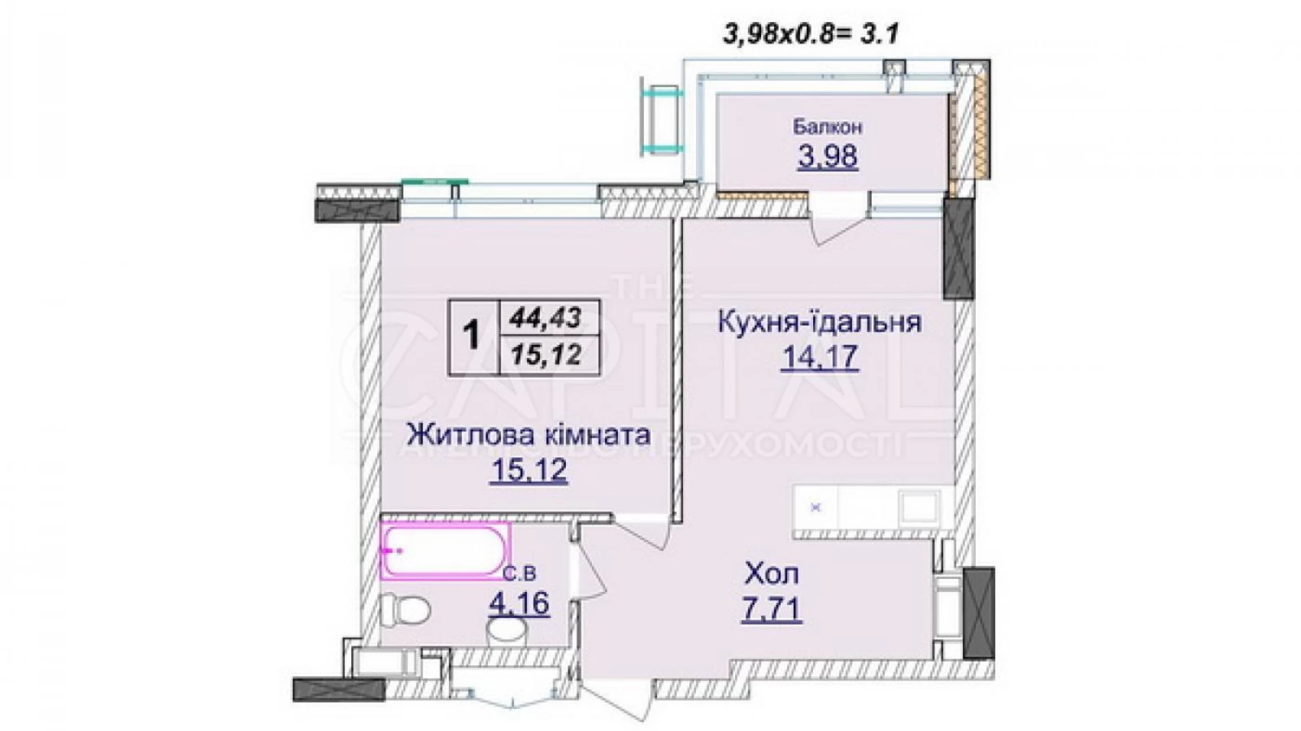 Продается 1-комнатная квартира 45 кв. м в Киеве, ул. Андрея Верхогляда(Драгомирова), 16