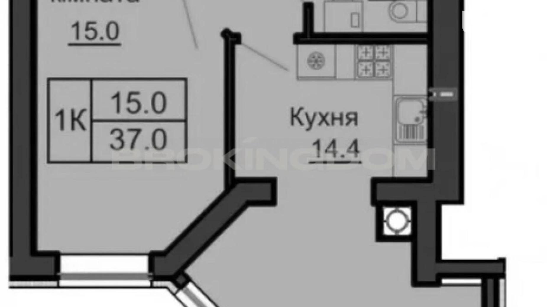 Продается 1-комнатная квартира 37.5 кв. м в Софиевской Борщаговке, просп. Мартынова, 32
