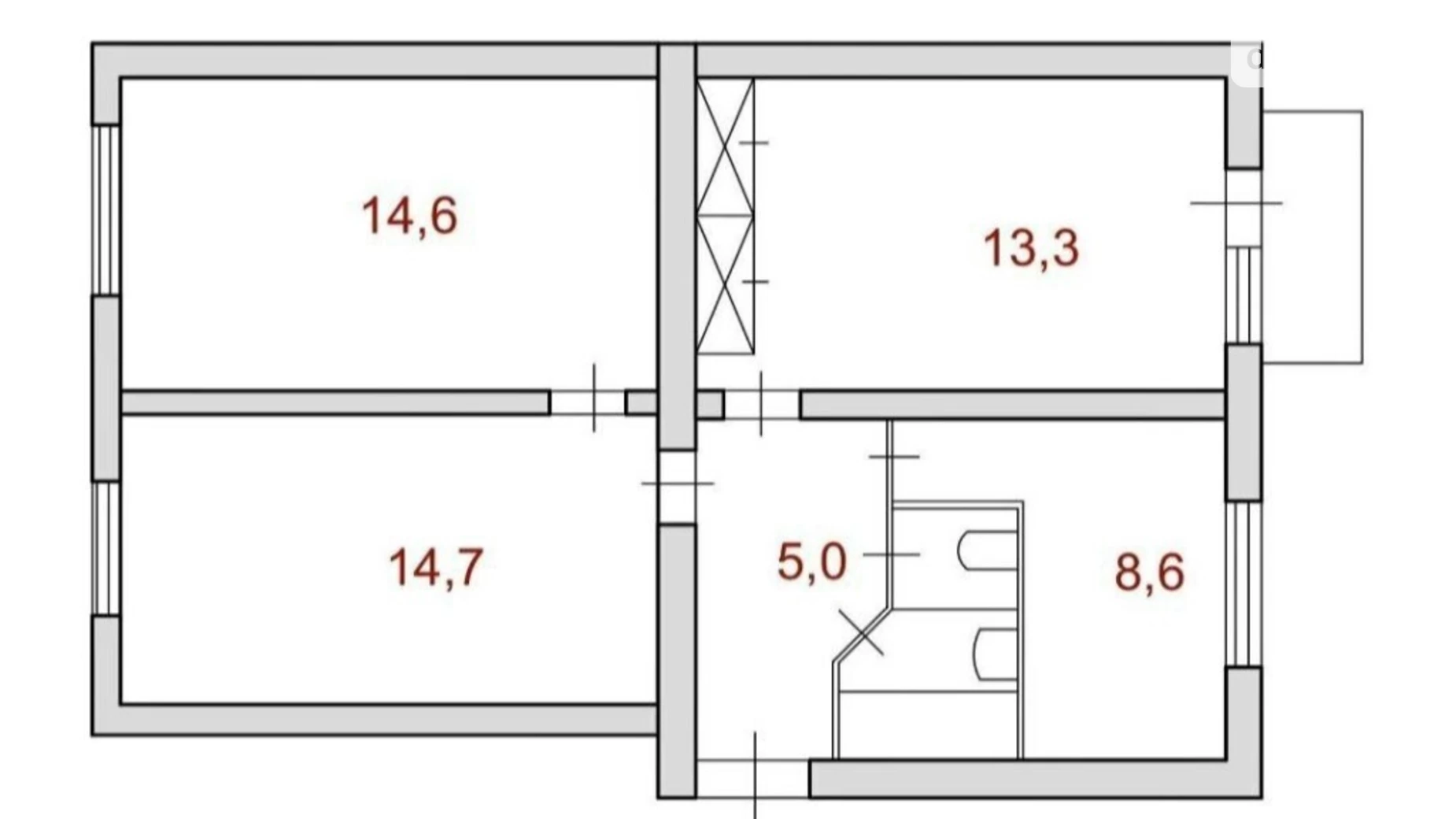 Продається 3-кімнатна квартира 61 кв. м у Києві, бул. Академіка Вернадського