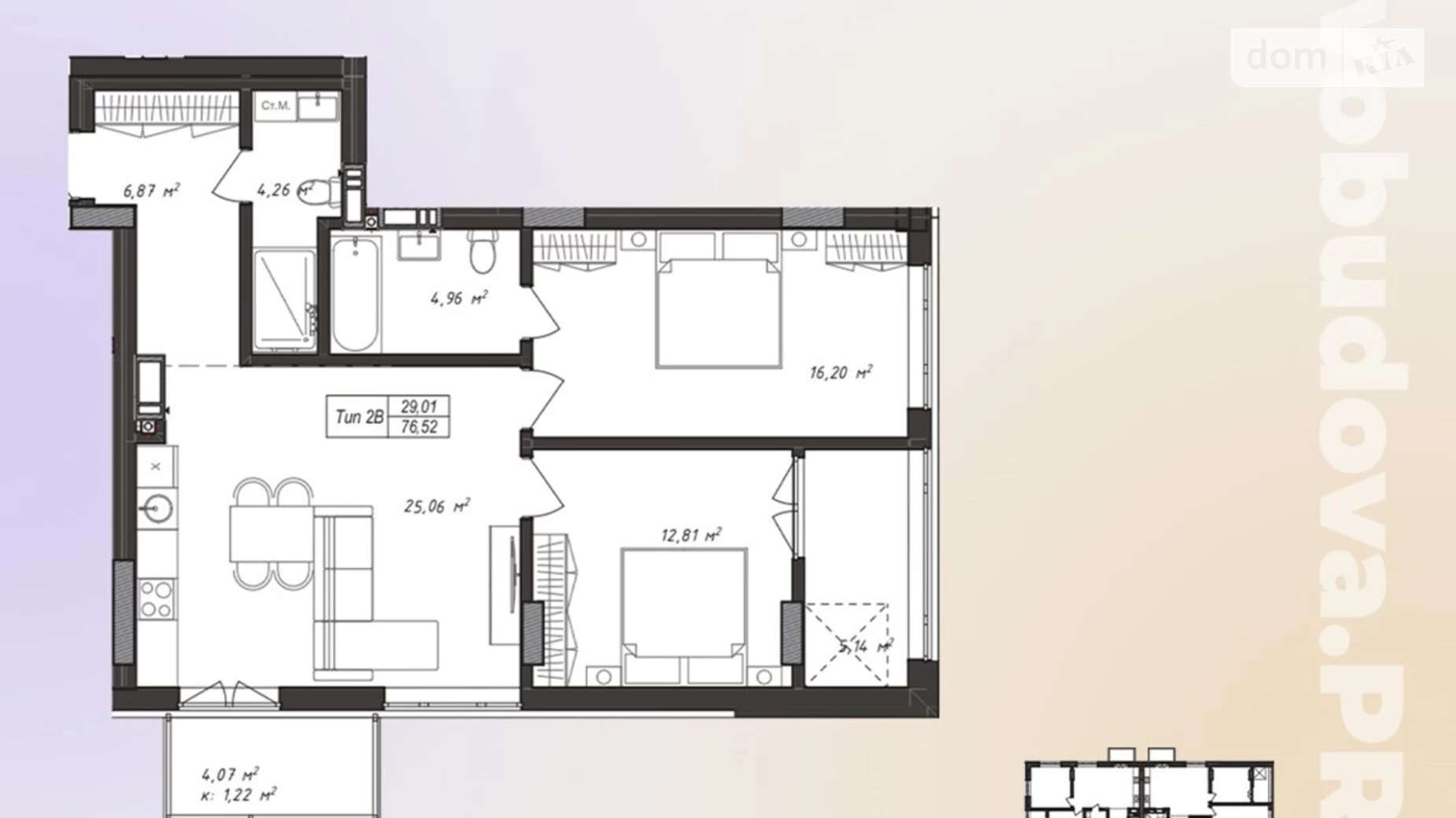 Продается 2-комнатная квартира 76.52 кв. м в Ужгороде, ул. Николая Бобяка - фото 2