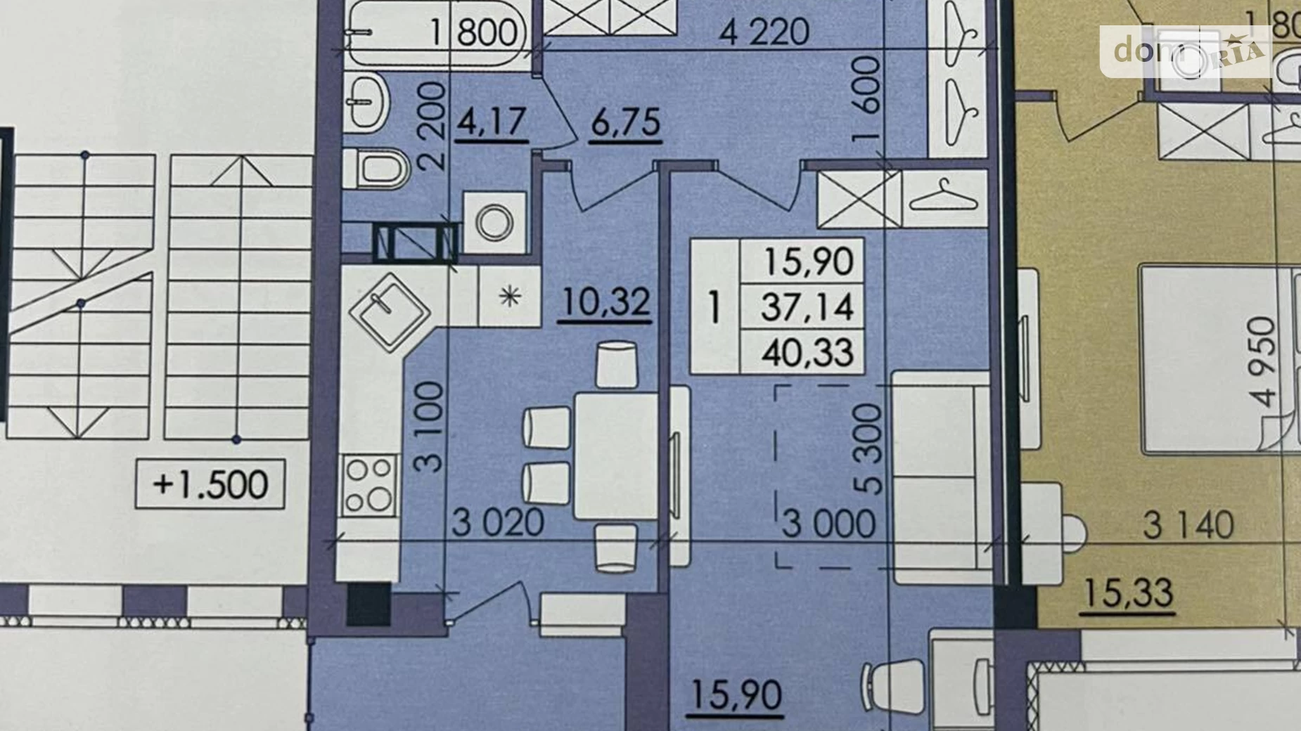 Продается 1-комнатная квартира 41 кв. м в Полтаве, ул. Башкирцевой Марии, 20